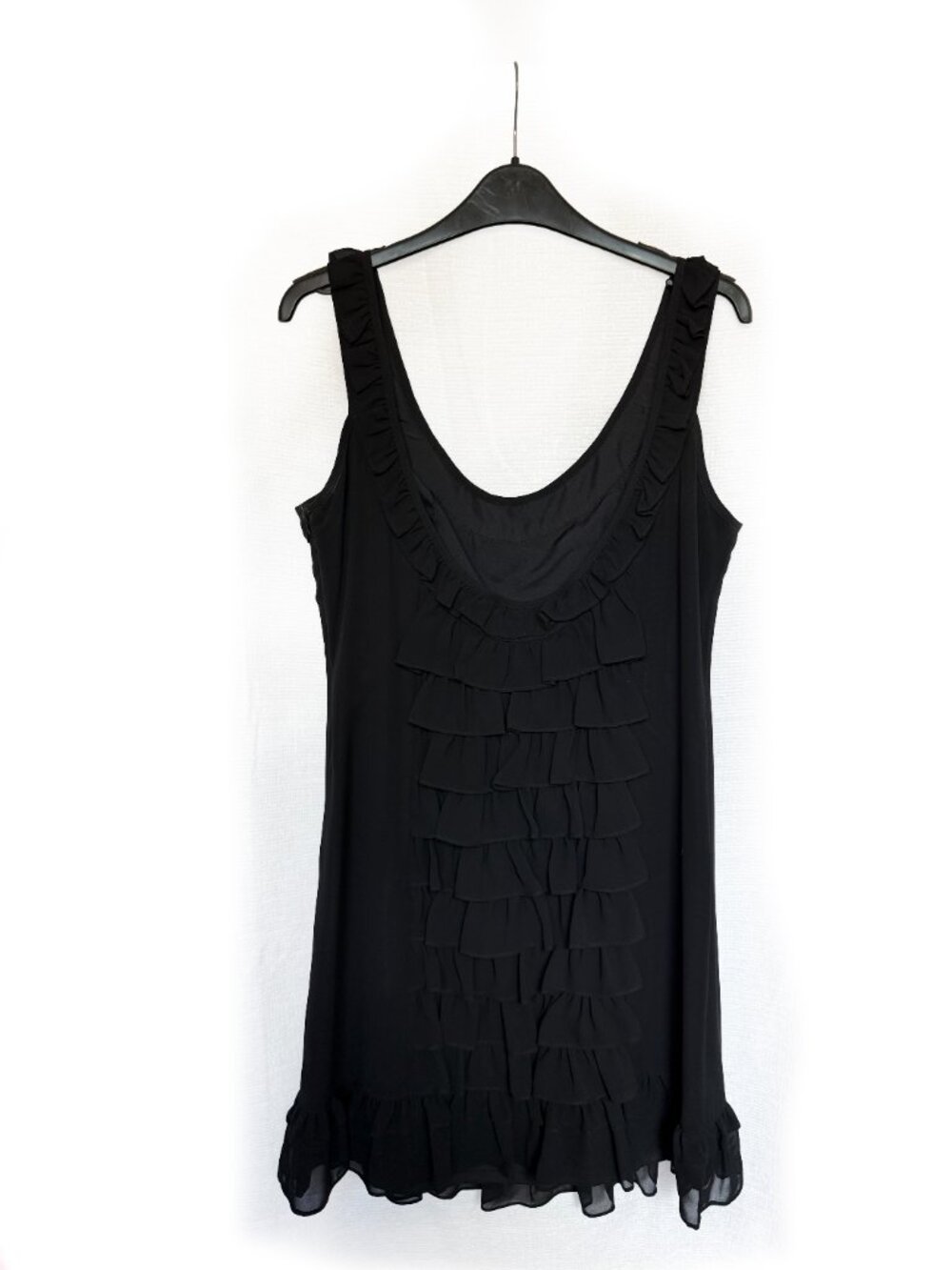 Joseph Ribkoff Black Ruffle Cocktail Dress size 14 - Picture 3 of 8